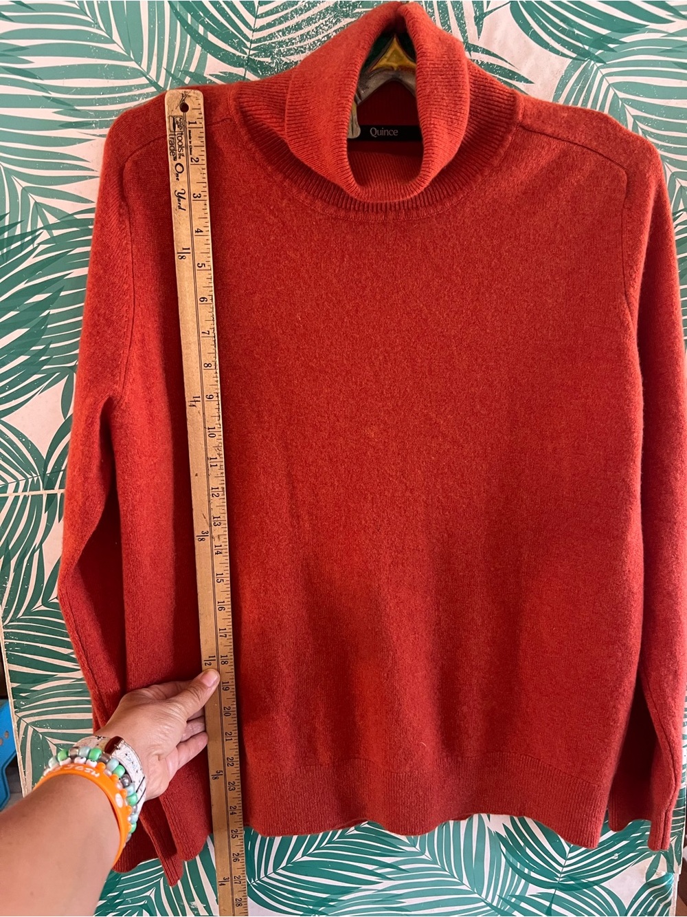 Quince Cashmere Fisherman burnt orange Turtleneck Sweater Sz L - Picture 6 of 7